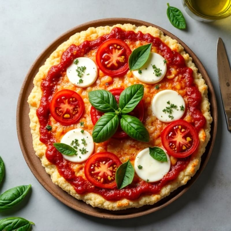 Cauliflower Crust Margherita Pizza with Fresh Basil
