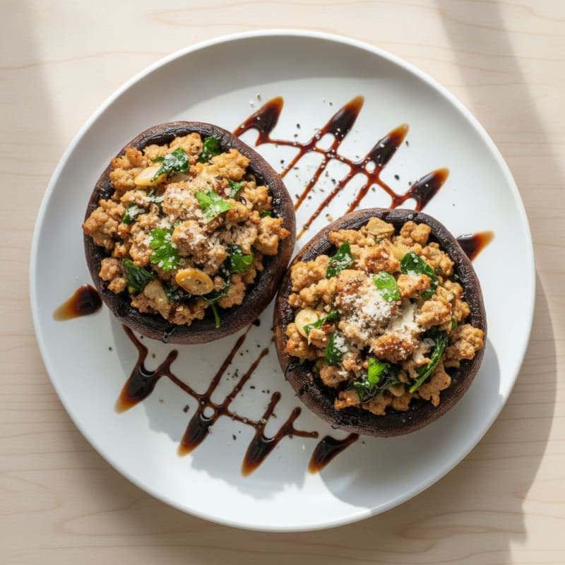 Herb-Stuffed Portobello Mushrooms with Balsamic Glaze