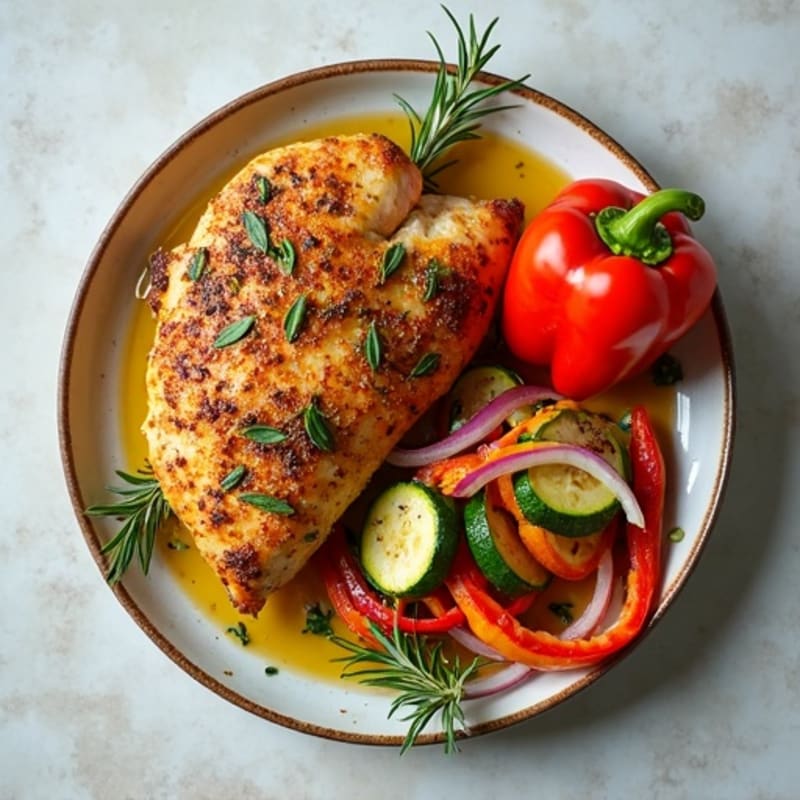 Herb-Crusted Sheet Pan Chicken with Rainbow Vegetables