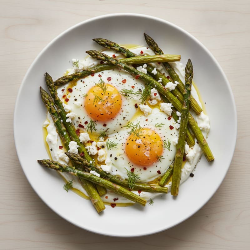 Baked Eggs with Roasted Asparagus