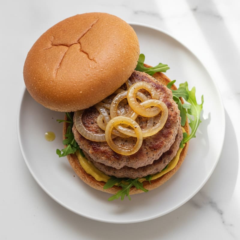 Pork Burger with Caramelized Onions