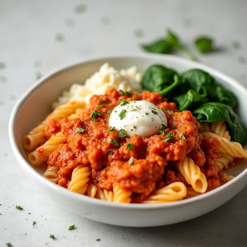 Healthy Lean Ground Turkey Baked Ziti with Spinach