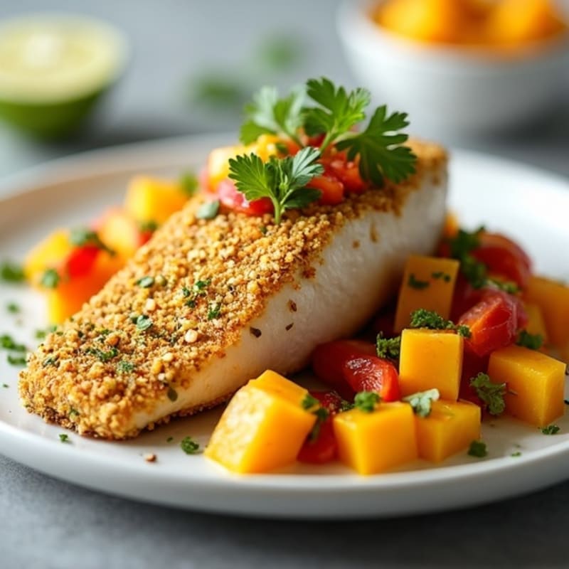 Crispy Pistachio-Crusted Mahi Mahi with Mango Salsa