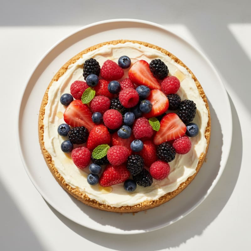 Greek Yogurt Protein Cheesecake with Mixed Berries