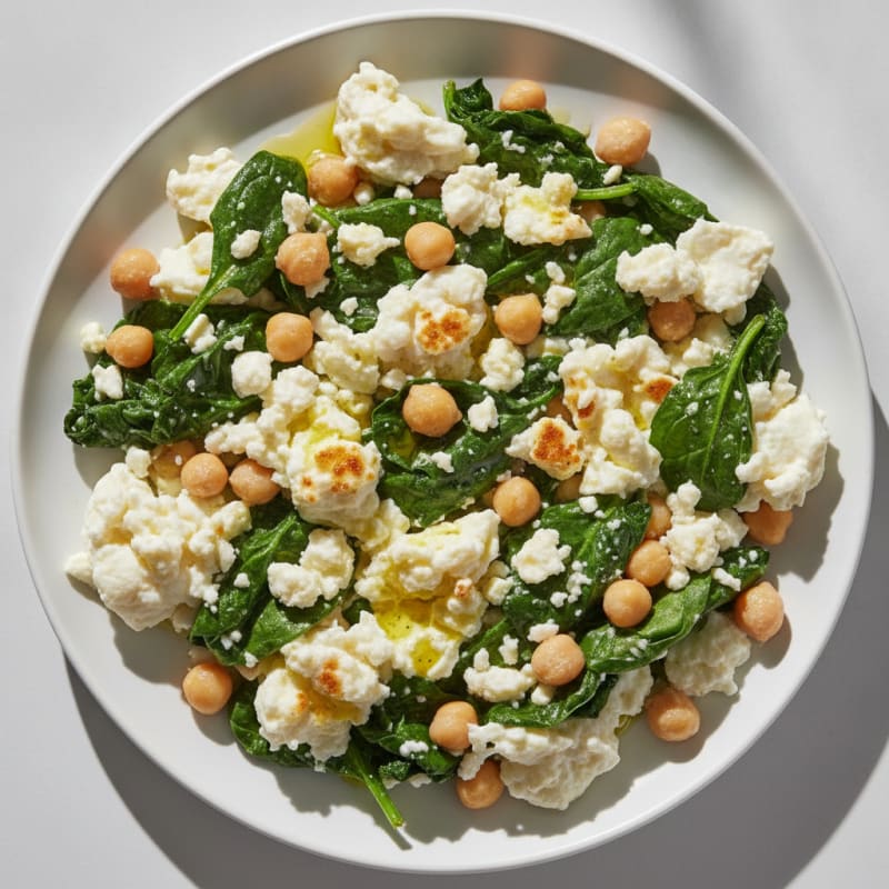 Egg White Scramble with Spinach, Feta, and Chickpeas