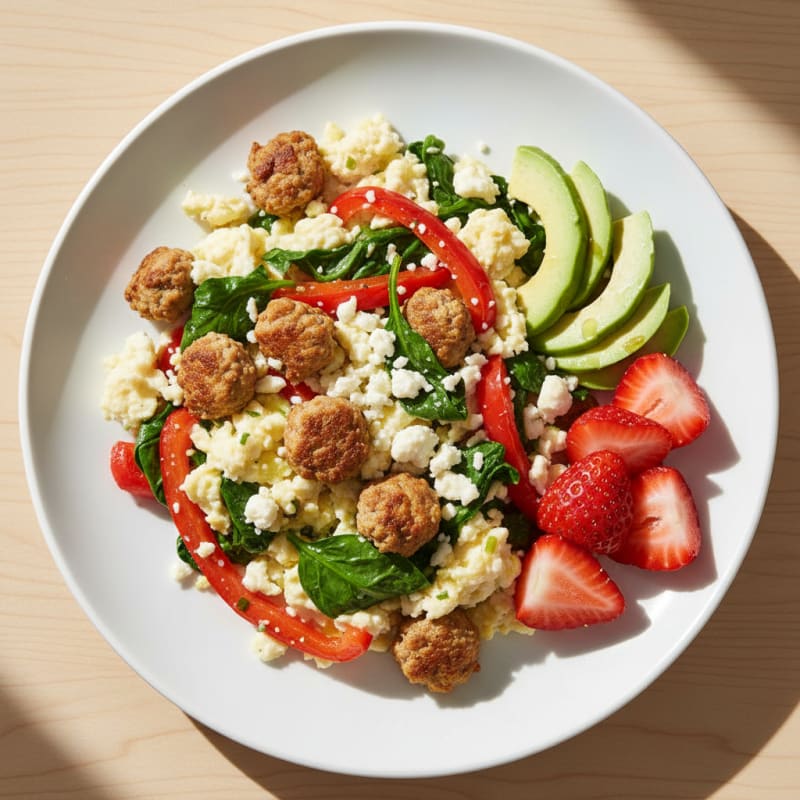 Egg White Veggie Scramble with Feta