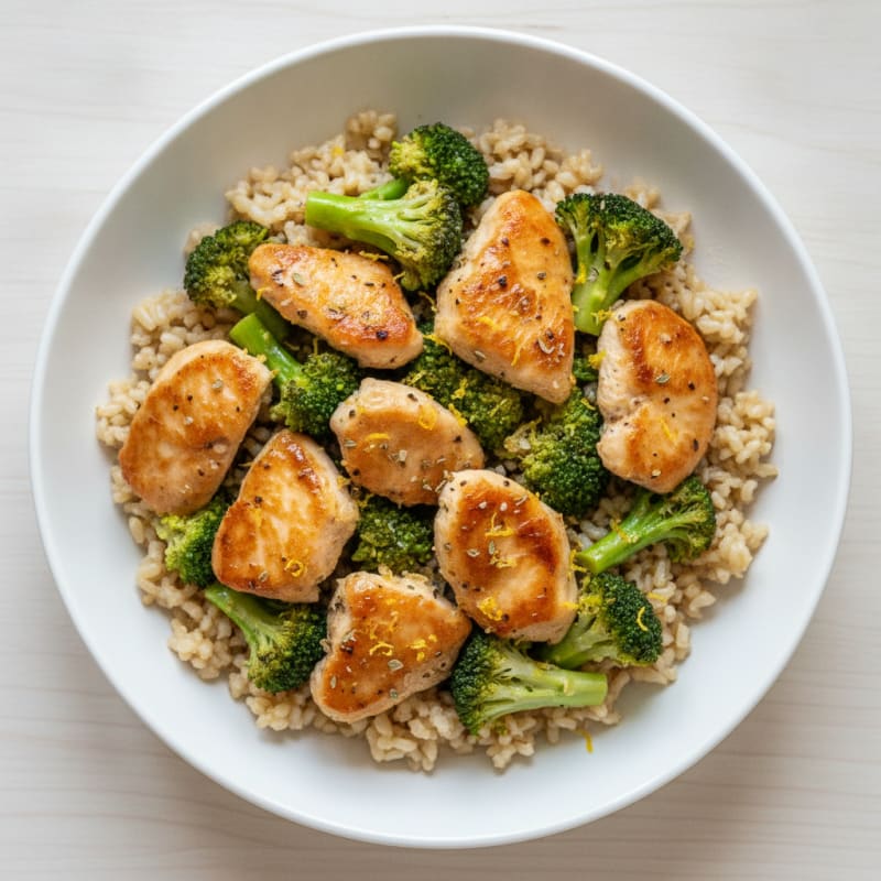 Lemon Herb Chicken and Broccoli Rice Bowl