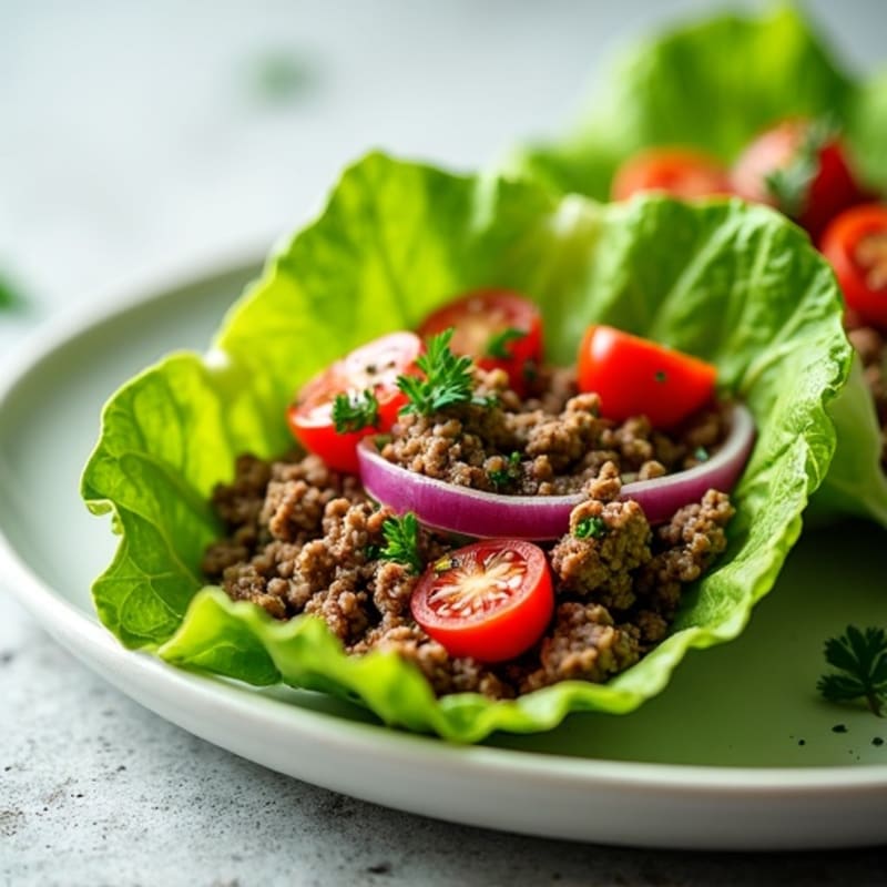 Lean Ground Beef Lettuce Wrap with Fresh Herbs