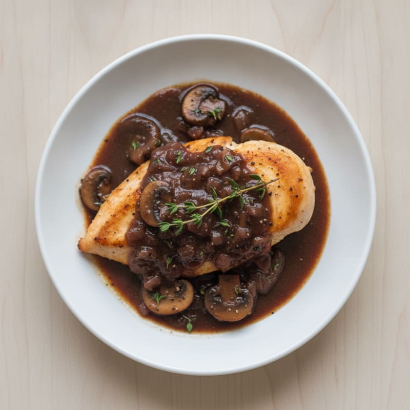 Umami Mushroom Gravy with Red Wine & Roasted Chicken