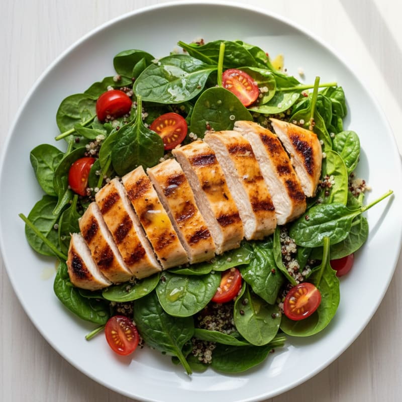 Grilled Chicken Breast with Quinoa Spinach Salad