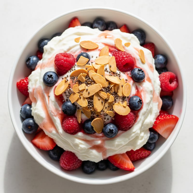 Greek Yogurt Protein Parfait with Almonds and Berries