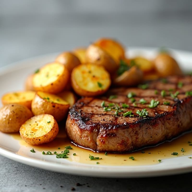 Garlic Butter Steak with Crispy Roasted Potatoes