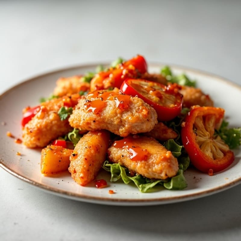 Crispy Sweet and Sour Chicken with Roasted Bell Peppers