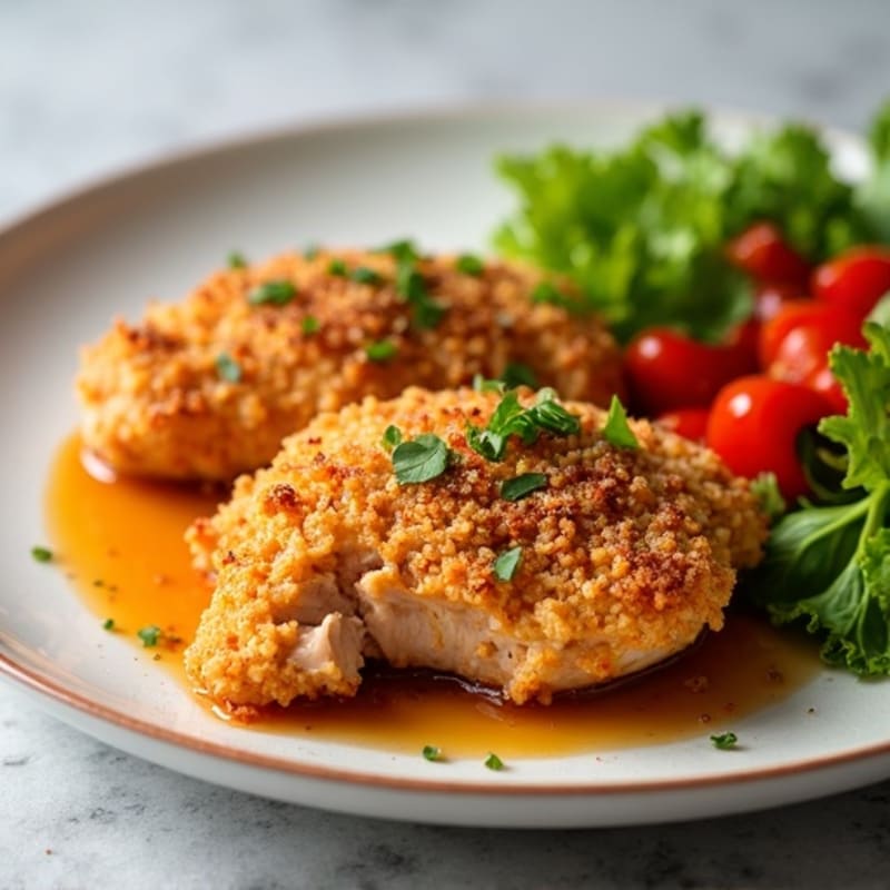 Crispy Baked Sweet and Sour Chicken with Roasted Bell Peppers