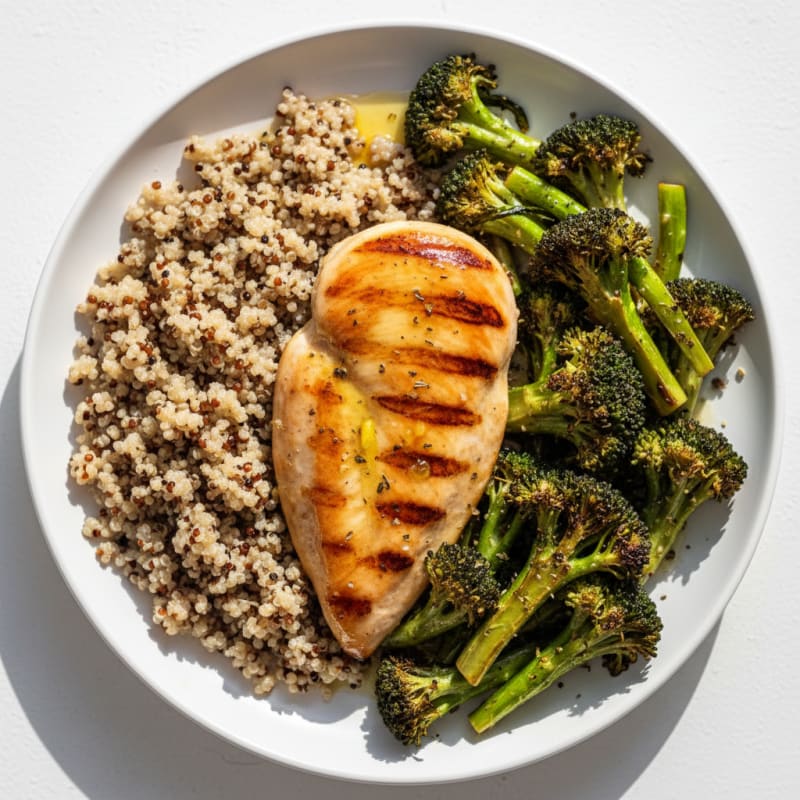 Grilled Chicken Breast with Roasted Broccoli and Quinoa