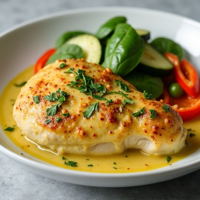 Chicken in Creamy Green Curry Sauce with Fresh Vegetables