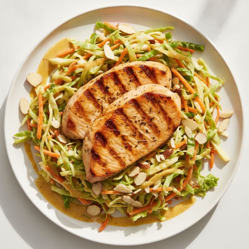 Grilled Turkey Breast with Crunchy Cabbage Slaw