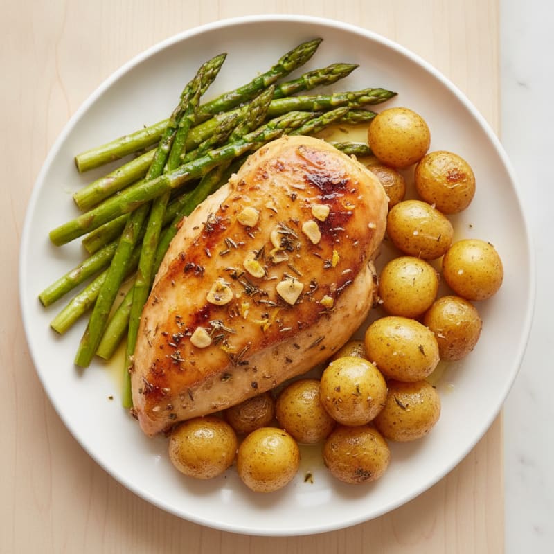 Lemon Herb Roasted Chicken with Asparagus