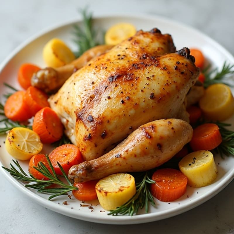 Lemon Herb Rotisserie Chicken with Crispy Roasted Root Vegetables
