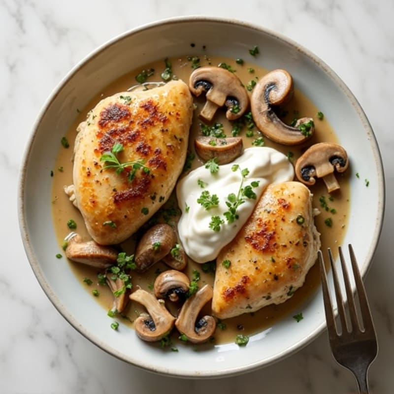 Creamy Herb-Roasted Chicken and Mushroom Skillet