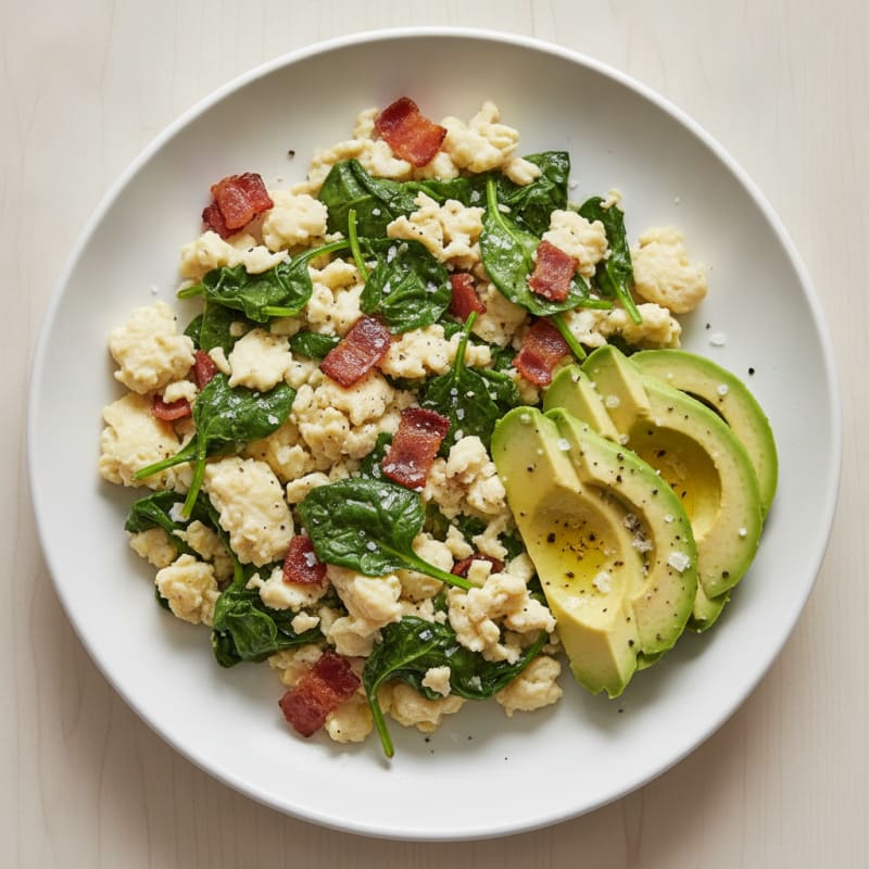 Egg White Scramble with Spinach and Turkey Bacon