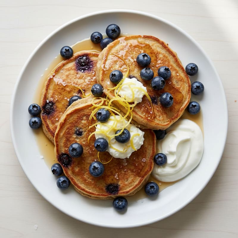 Blueberry Ricotta Pancakes with Lemon Zest