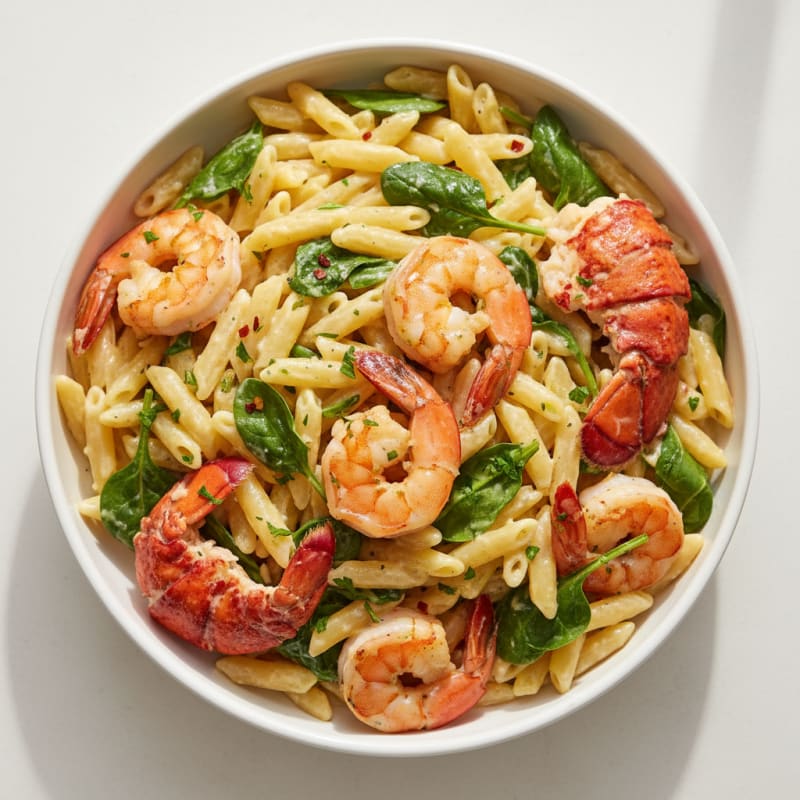Creamy Garlic Lobster Shrimp Pasta