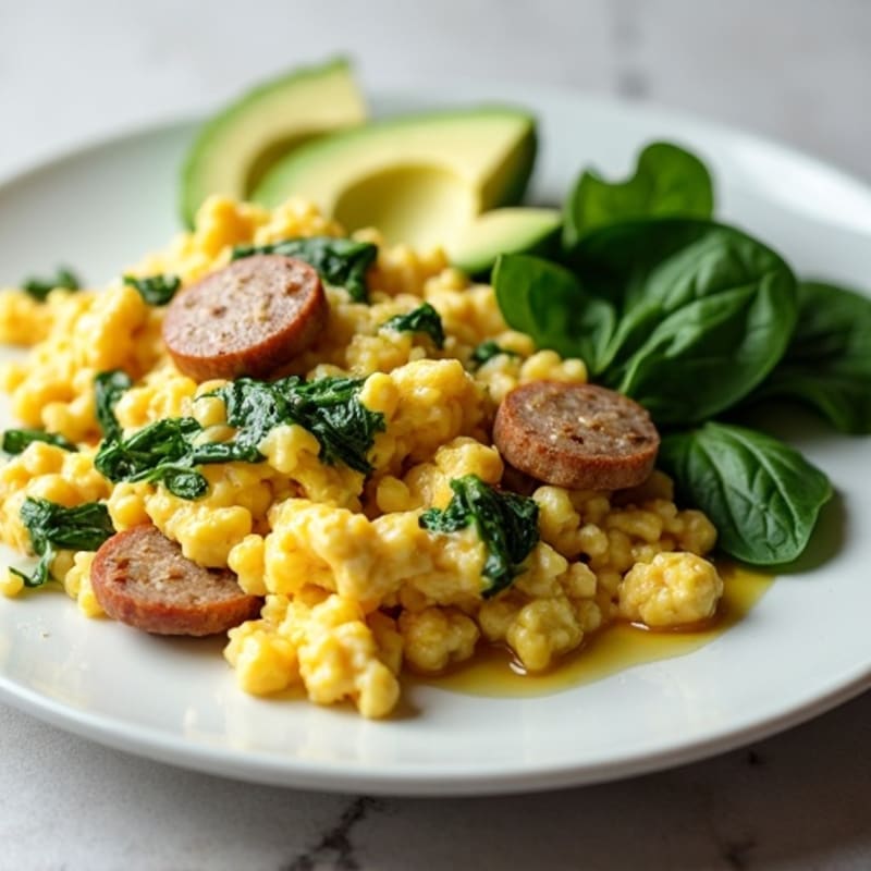 Egg White and Turkey Sausage Scramble with Spinach