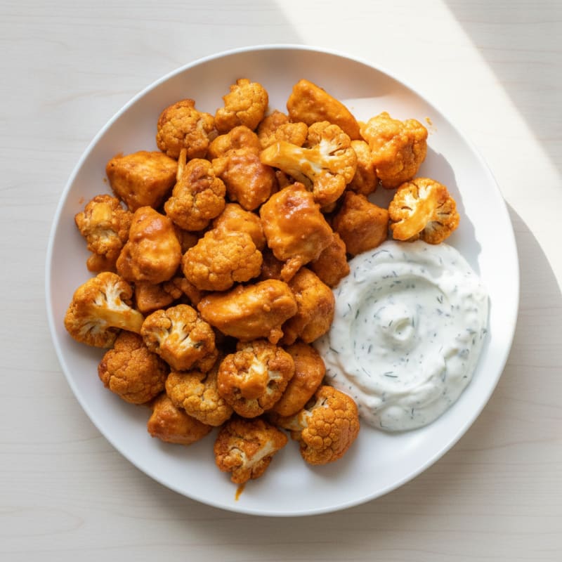 Buffalo Cauliflower Bites with Ranch Dip