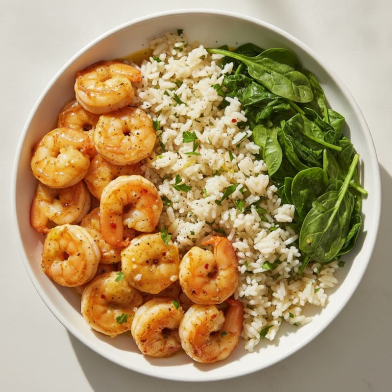 Garlic Shrimp with Lemon-Herb Rice and Greens