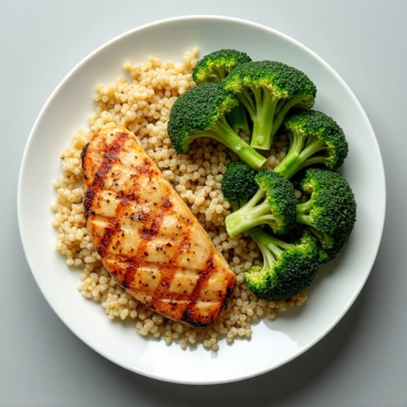 Grilled Chicken Breast with Quinoa and Steamed Broccoli