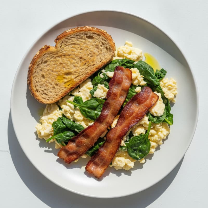Scrambled Egg Whites with Spinach and Turkey Bacon