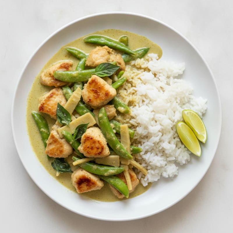 Coconut Green Curry Chicken with Jasmine Rice