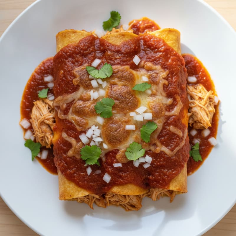 Chicken Enchiladas with Red Chili Sauce