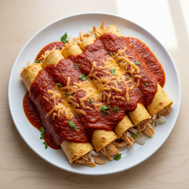 Chicken Enchiladas with Red Chili Sauce