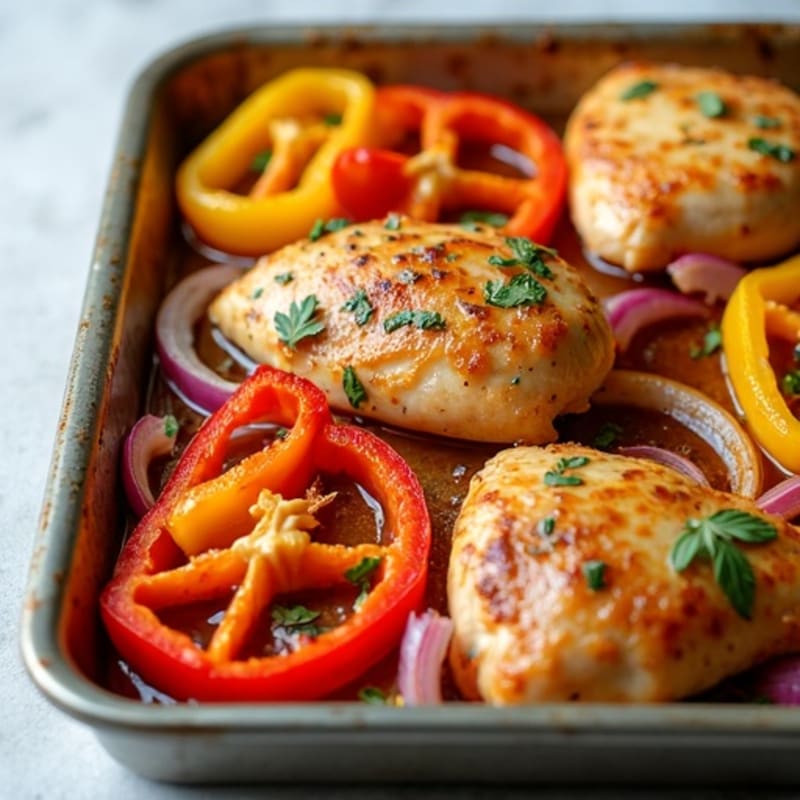 Sheet Pan Citrus-Garlic Chicken and Bell Peppers
