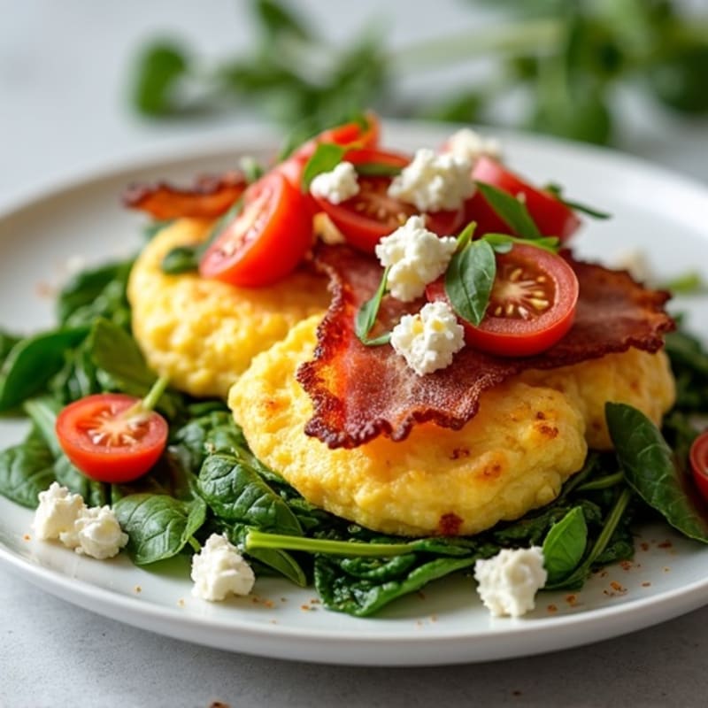 Crispy Turkey Bacon and Egg White Scramble with Spinach and Feta