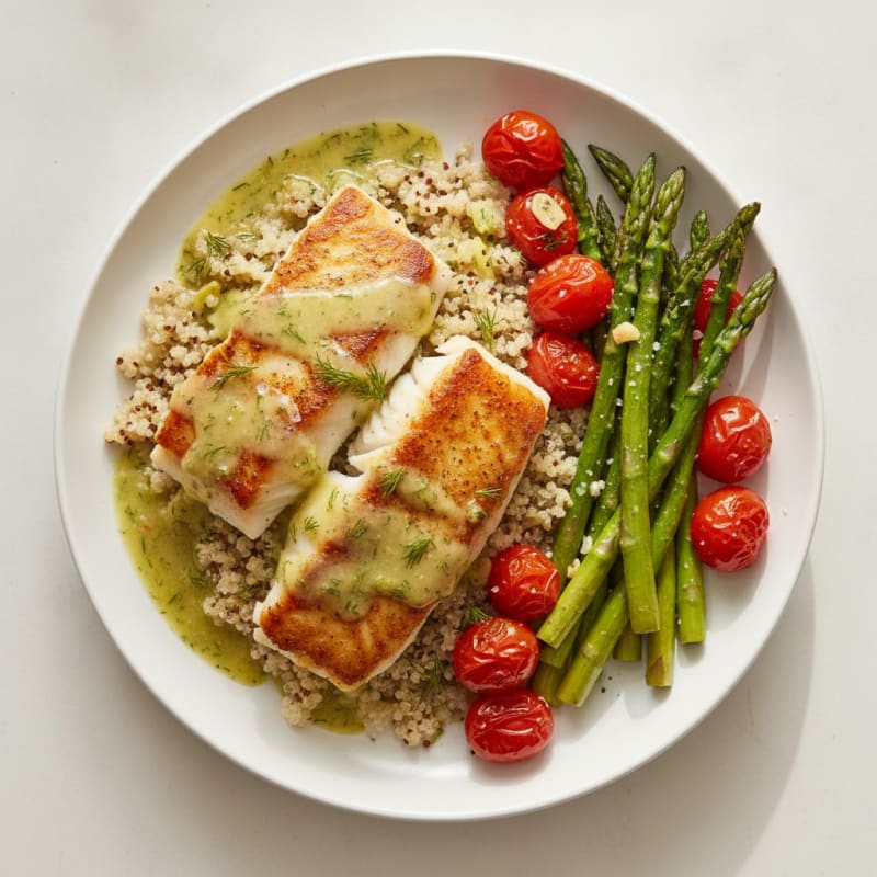 Pan-Seared Cod with Lemon-Dill Sauce