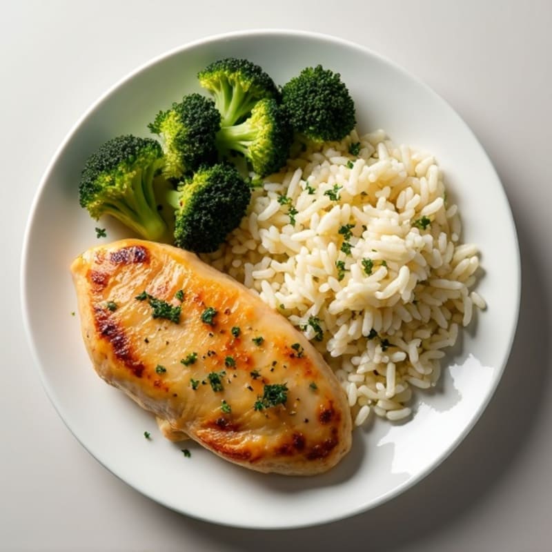 Lemon Herb Roasted Chicken with Fluffy Jasmine Rice and Roasted Broccoli