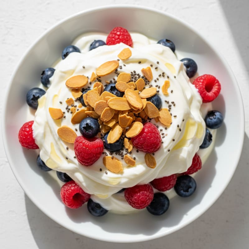 Creamy Greek Yogurt Protein Parfait with Mixed Berries and Almonds