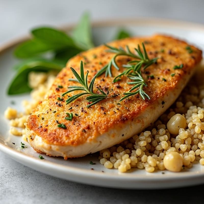 Herb-Crusted Roasted Chicken Breast with Quinoa