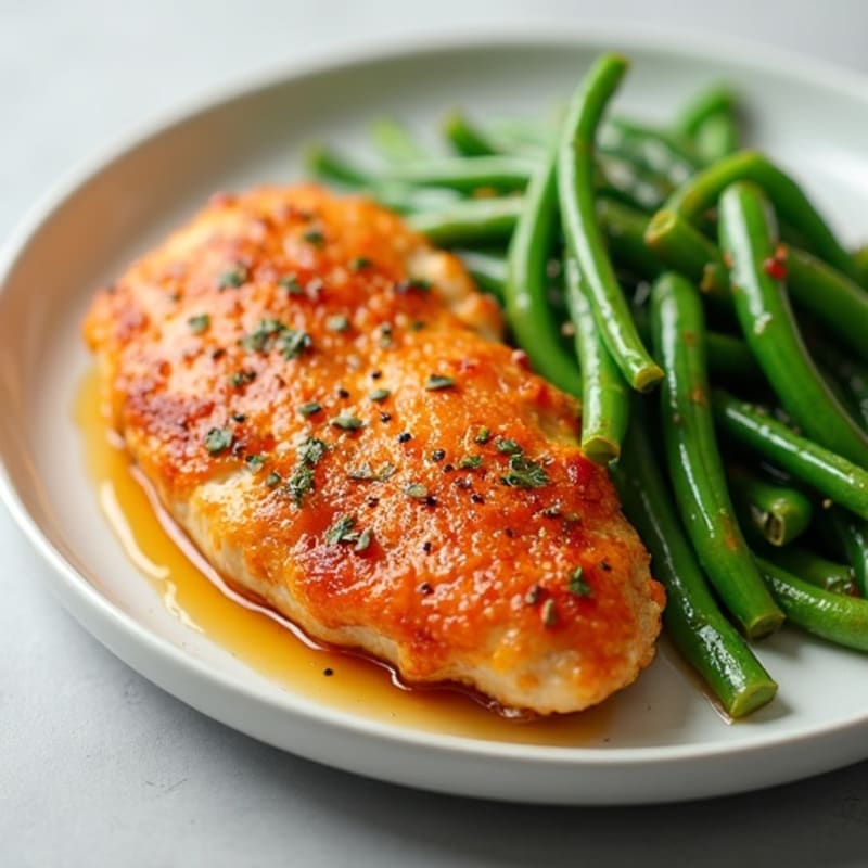 Crispy Orange Glazed Chicken with Steamed Green Beans