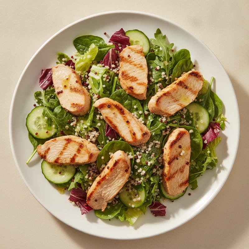 Grilled Turkey Breast Salad with Quinoa and Mixed Greens