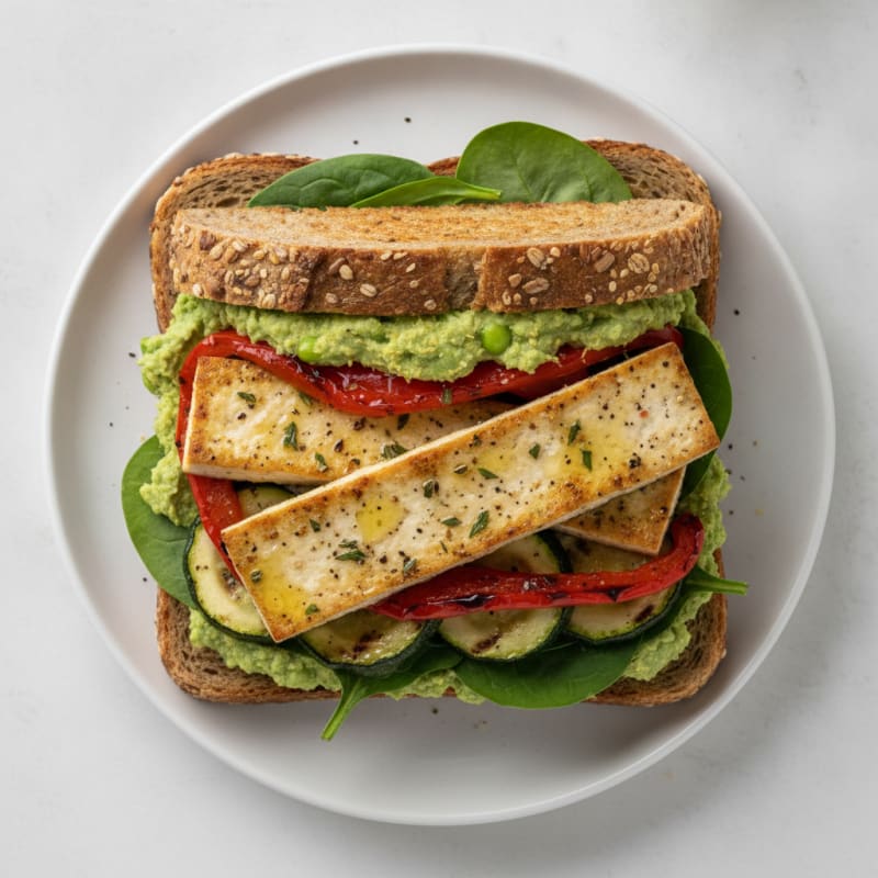 Roasted Vegetable and Hummus Sandwich