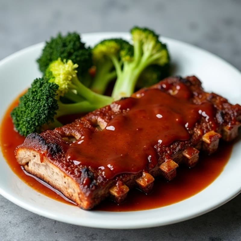 Tender Smoked BBQ Pork Ribs with Roasted Broccoli