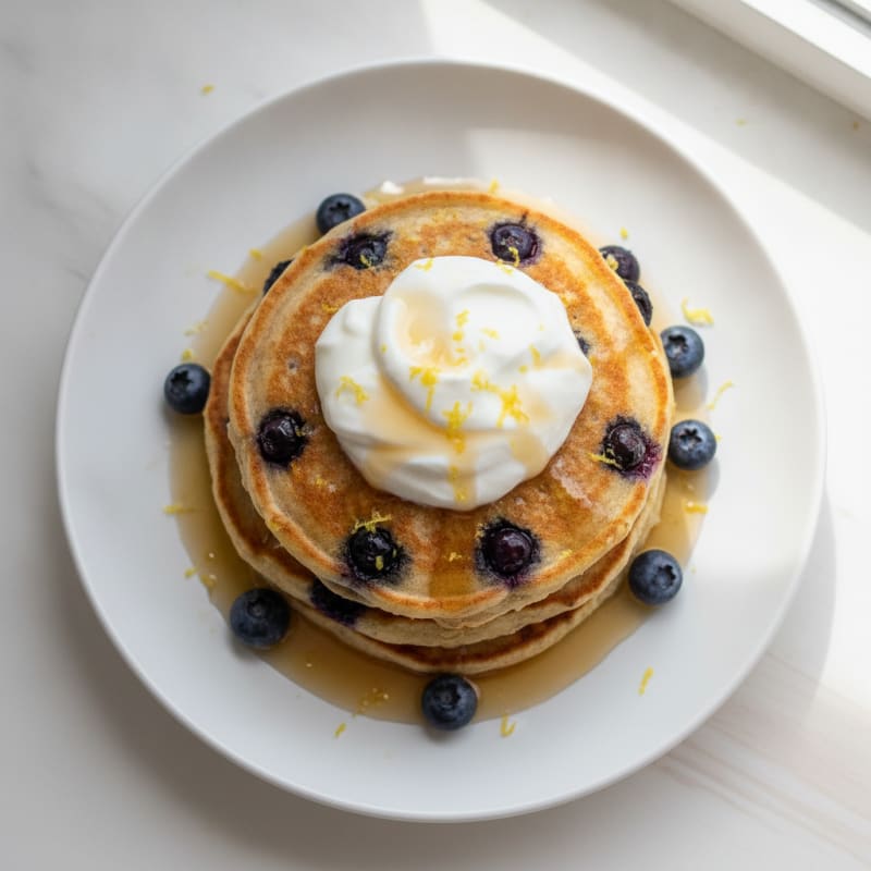 Blueberry Ricotta Pancakes with Lemon Zest