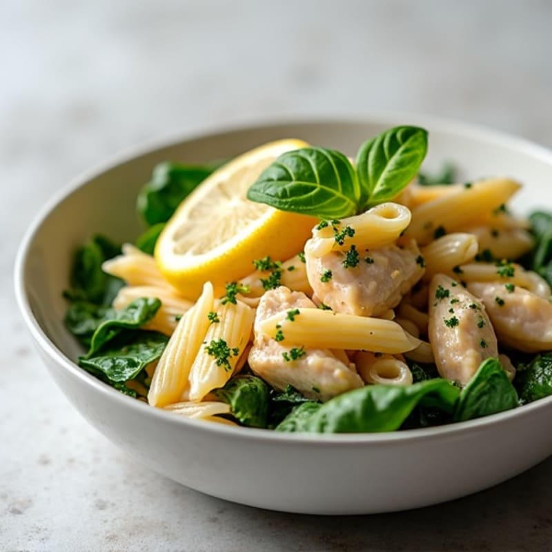 Creamy Lemon Herb Chicken Pasta with Fresh Spinach