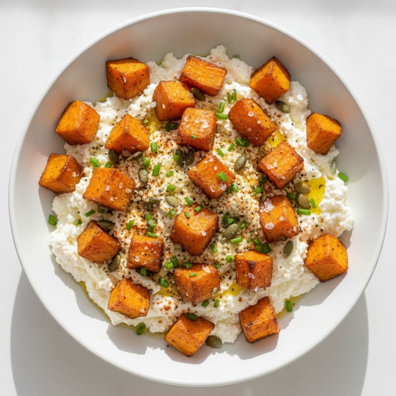 Cottage Cheese Bowl with Roasted Sweet Potato