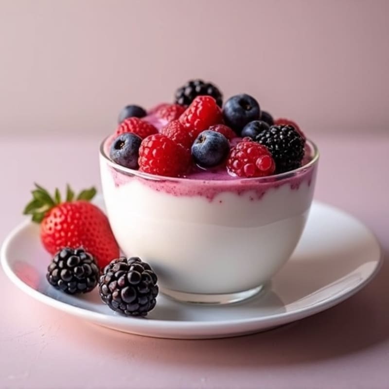 Silky Greek Yogurt Protein Pudding with Mixed Berries