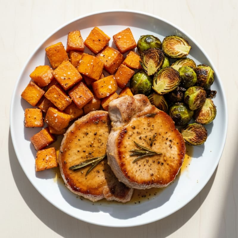 Maple-Glazed Pork Chops with Roasted Sweet Potatoes